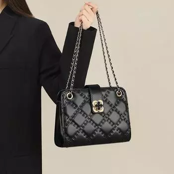 Сумка женская кожаная сумка через плечо женская Premium Sense маленькая ароматная сумка с цепочкой в клетку с бриллиантами через плечо подмышкой