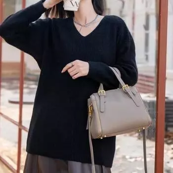 Сумка женская кожаная сумка ретро сумка женская все просто сумка через плечо женская сумка для поездок на работу большой емкости One Size чёрный