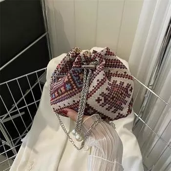 Сумка женская летняя 2024 года, новая повседневная сумка-мессенджер для поездок на работу, цепочка, персонализированная сумка-ведро, стильная и простая сумка на плечо чёрный