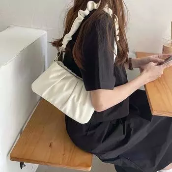 Сумка женская летняя 2025 новая белая складная сумка Cloud Underarm с уникальной и универсальной текстурой, сумка через плечо на одно плечо 22x6.5x13cm белый