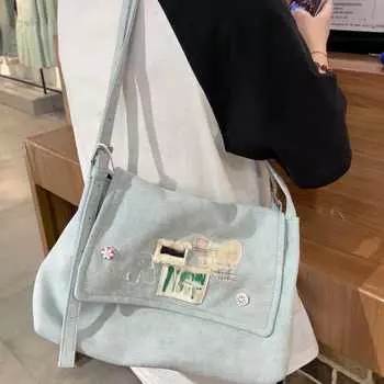 Сумка женская летняя модная сумка-тоут для поездок на работу на пуговицах с откидной крышкой