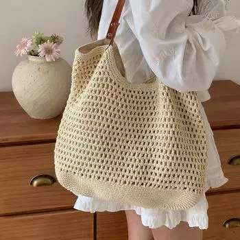 Сумка женская, многофункциональная, наплечная, пляжная, курортная, плетеная, сумка-тоут для поездок на работу