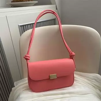 Сумка женская модная маленькая квадратная сумка конфетного цвета подмышечная сумка текстурированная сумка через плечо из искусственной кожи коричневый