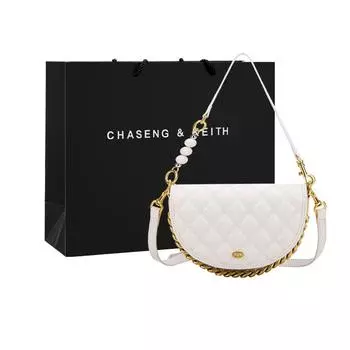 Сумка женская модная ромбовидная цепочка на одно плечо сумка через плечо подмышкой иностранный стиль маленькая ароматная сумка-седло бежевый