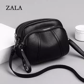 Сумка женская модная сумка для мобильного телефона с заклепками-молнией, маленькая квадратная сумка, простая мягкая кожаная сумка через плечо, женская сумка через плечо чёрный