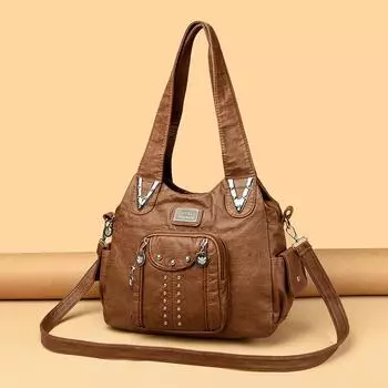 Сумка женская мягкая кожаная сумка через плечо модная сумка для мам среднего возраста сумка через плечо чёрный