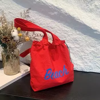 Сумка женская нейлоновая сумка через плечо с принтом алфавита повседневная универсальная портативная сумка на шнурке большой вместимости чёрный