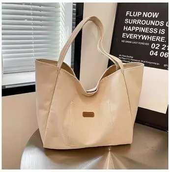 Сумка Женская Новая Мода Холщовая Сумка Ручная Большая Вместимость Сумка-Тоут для Поездок на Работу Рабочая Тканевая Сумка Женская бежевый