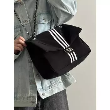 Сумка женская новая нейлоновая черная сумка-тоут с цепочкой большой емкости сумка-мессенджер для поездок на работу сумка Stray Bag чёрный