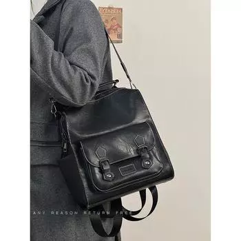 Сумка женская новая ретро британский стиль студенческий рюкзак для поездок на работу большой емкости сумка через плечо чёрный