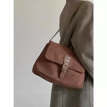 Сумка женская новая ретро темперамент замшевая сумка через плечо подмышкой кроссбоди универсальная сумка почтальона