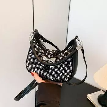 Сумка женская новая высококачественная текстура нишевый дизайн летняя инкрустированная бриллиантами сумка через плечо женская ручная сумка через подмышку белый
