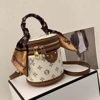 Сумка Женская Новая Женская Сумка На Одно Плечо Через Плечо Портативная Сумка-Ведро Модная Универсальная Ретро Тренд Сумка Премиальная Текстурная Тренд Сумка 15.5cm*14cm*12cm белый