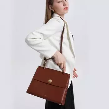 Сумка женская одноплечевая сумка для поездок на работу Niche Design Spring Leather Womens Bag красный/коричневый