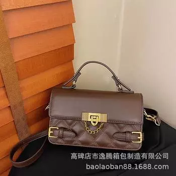 Сумка женская осень 2024 новый модный дизайн sense нишевая сумка-мессенджер портативная женская ромбовидная квадратная сумка коричневый