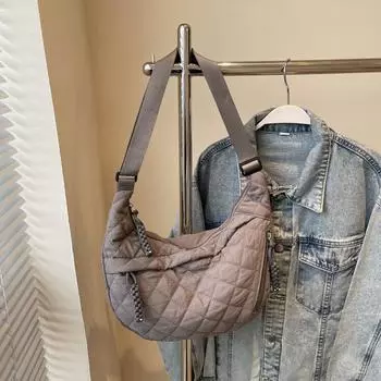 Сумка женская осенне-зимняя универсальная нишевая классная сумка-мессенджер Diamond Leisure большой емкости для женщин серый