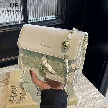 Сумка Женская Подарок на День Рождения Осень и Зима Маленькая Супер Горячая Цепочка Green Contrast Color