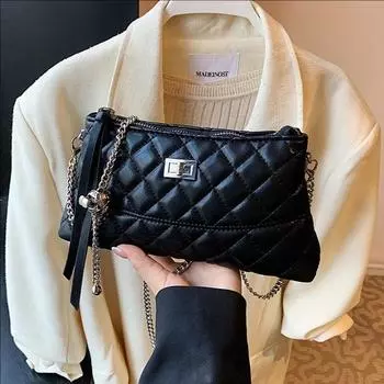 Сумка женская премиум универсальная сумка-мессенджер женская иностранная ромбовидная цепочка трендовая сумка через плечо серебряный