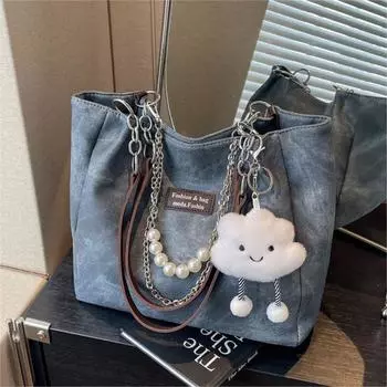 Сумка женская простая модная универсальная сумка через плечо большой емкости сумка для поездок на работу чёрный