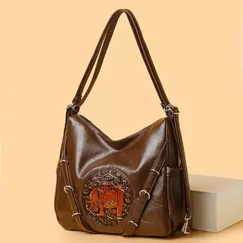 Сумка женская ретро сумка подмышкой рюкзак многофункциональная сумка через плечо сумка трехцелевого назначения кофейный