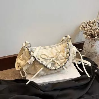Сумка женская с фактурной цепочкой и аркой на одно плечо, сумка через плечо, свисающая, женственная, ретро, повседневная, элегантная, новая