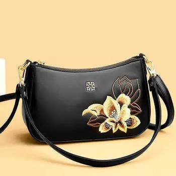 Сумка женская среднего возраста сумка для мамы модная этнический стиль мягкая кожаная сумка через плечо повседневная женская сумка синий