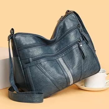 Сумка женская среднего возраста, сумка для мамы, ПУ, через плечо, маленькая квадратная сумка синий