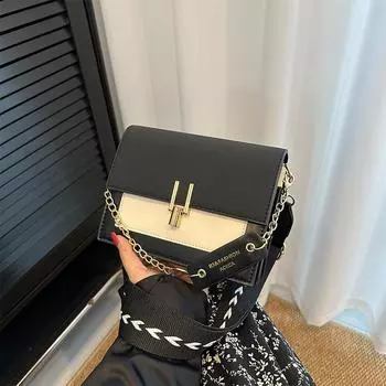 Сумка женская сумка 2024 летняя новая модная повседневная иностранная ретро маленькая квадратная сумка модная и красивая сумка через плечо чёрный