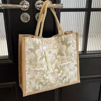 Сумка женская сумка 2024 осень и зима новая большая вместительная льняная сумка женская сумка для поездок на работу