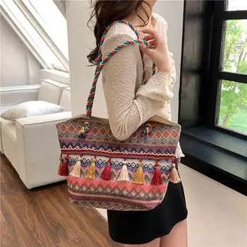 Сумка женская сумка этнический стиль сумка через плечо большая вместимость сумка красный