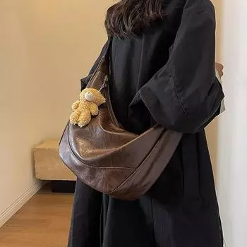 Сумка женская сумка через плечо 2024 года, новинка, осень и зима, большая вместимость, универсальная, нишевая, премиум-сумка в стиле ретро через плечо