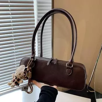 Сумка женская сумка через плечо иностранная текстурированная сумка подмышкой модная сумка-багет женская ручная большая сумка no pendant коричневый