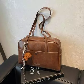 Сумка женская сумка через плечо Premium Sense Retro Большая вместимость женская сумка Commuter Boston Bag no pendant коричневый