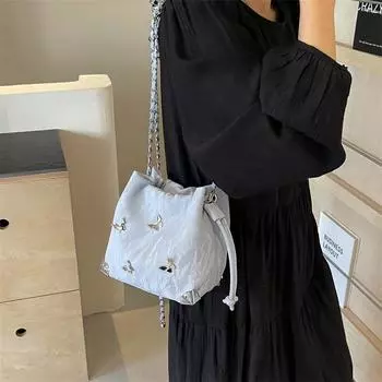 Сумка Женская сумка через плечо с бабочкой Сумка-ведро синий