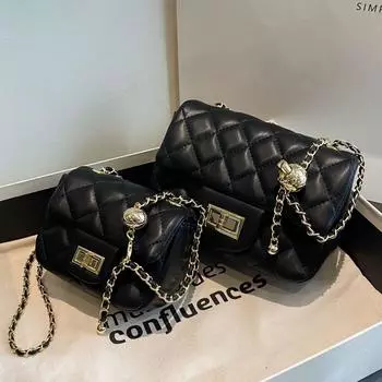 Сумка женская сумка через плечо в иностранном стиле с цепочкой и вышивкой ромбами, модная маленькая квадратная сумка через плечо