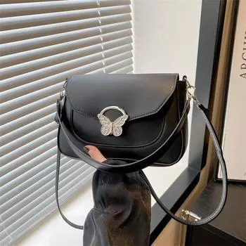 Сумка женская сумка-мессенджер 2024 года новая летняя ретро повседневная красивая сумка через плечо в этом году популярная маленькая квадратная сумка чёрный