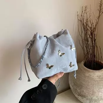 Сумка женская сумка переносная сумка-ведро летняя популярная иностранная сумка корейская нишевая сумка модная сумка через плечо косая сумка женская сумка белый