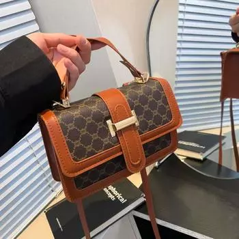 Сумка женская сумка простая и модная сумка через плечо сумка-мессенджер ретро сумка 2024 лето новая мода маленькая квадратная сумка коричневый