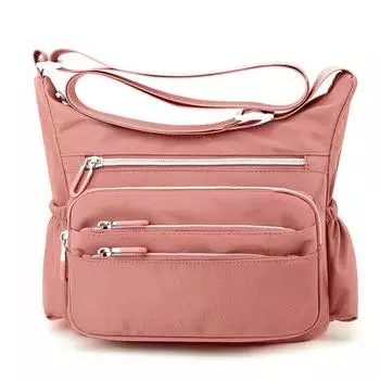 Сумка женская уличная большой вместимости нейлоновая сумка для мамы среднего возраста многосекционная на плечо/через плечо светло-розовый