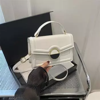 Сумка женская универсальная наплечная осенняя модная портативная высококачественная нишевая сумка через плечо маленькая квадратная сумка белый