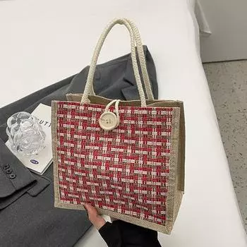 Сумка женская универсальная премиум текстура нишевая сумка модная красная сувенирная льняная сумка