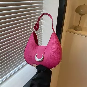 Сумка женская весна-лето 2024 года, новая модная сумка через плечо с крокодиловым узором, сумка под мышкой, простая универсальная сумка в форме полумесяца чёрный