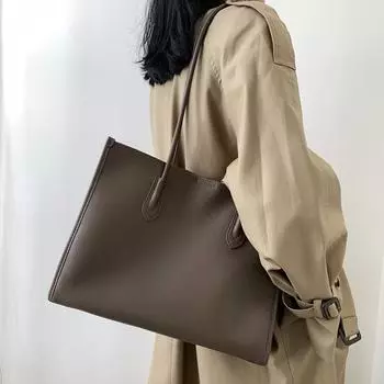 Сумка женская женская сумка через плечо и подмышку Commuter Wind Tote Bag Premium Sense Большая вместимость Натуральная кожа чёрный