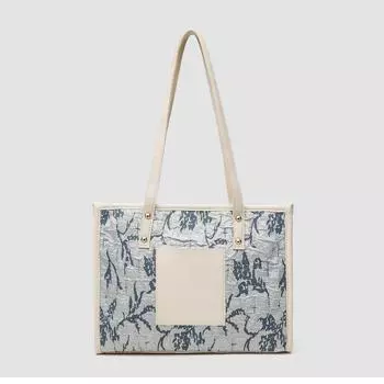 Сумка женская зимняя сумка-тоут с принтом синяя модная сумка-тоут через плечо