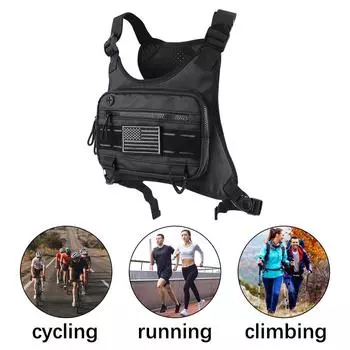 Сумка-жилет для бега, износостойкая, большой емкости, для велоспорта, дорожная сумка, легкая передняя часть с регулируемыми ремнями, сумка для мотоцикла, нагрудная сумка Black