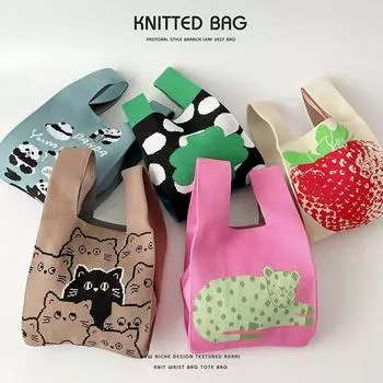 Сумка-жилет Вязаная сумка через плечо Ручная сумка Пригородная сумка-тоут большой вместимости One Size