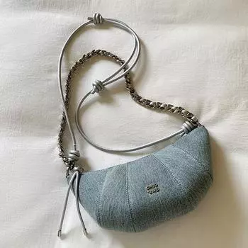 Сумка Zurich Street Corner Crescent Bag, оригинальная джинсовая сумка-круассан синего цвета через плечо, женская сумка-круассан