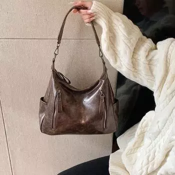 Сумки большой вместимости для трансграничной внешней торговли, новые женские сумки через плечо, текстурные нишевые сумки на плечо для студентов колледжа, дорожные сумки-тоут