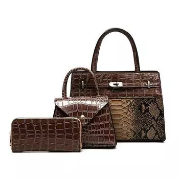 Сумки через границу Сумка для матери и ребенка 2024 Новая мода на одно плечо Сумочка через плечо Набор из нескольких предметов с крокодиловым узором Женская сумка