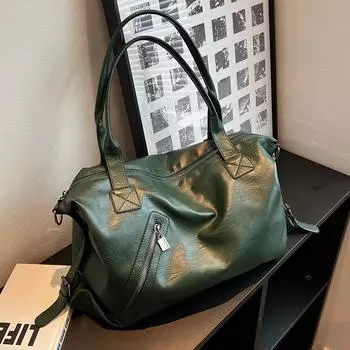 Сумки через плечо большой емкости для женщин, однотонные, простые, из искусственной кожи, для шопинга, дорожные сумки, женские, легкие сумки